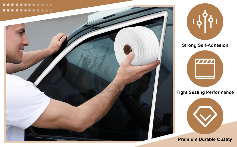 DERTE 1 Roll 1/2 Inch x 54 Yards White Automotive Foam Tape