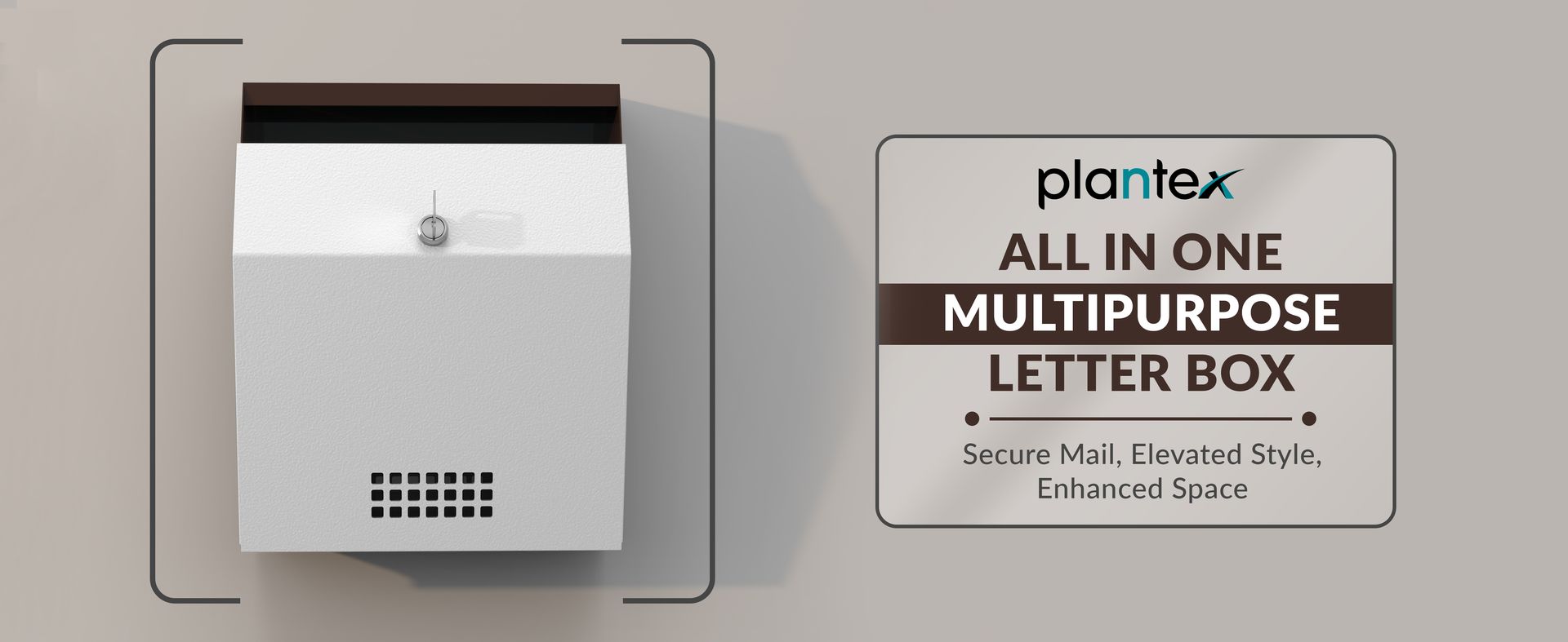 Plantex Letter Box/GI Steel Suggestion Box for Office with Key Lock/Post Box for Gate Home/Complaint Box/Wall Mounted Mail Box - (Coffee & White)