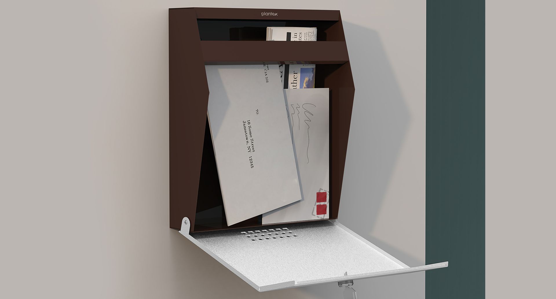 Plantex Letter Box/GI Steel Suggestion Box for Office with Key Lock/Post Box for Gate Home/Complaint Box/Wall Mounted Mail Box - (Coffee & White)