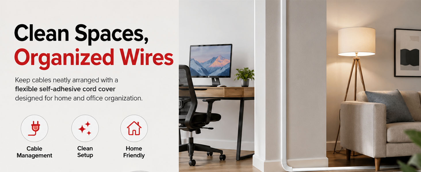 Serplex® PVC Floor Cord Hider, 6.6 ft Flexible Self-Adhesive Cable Cover