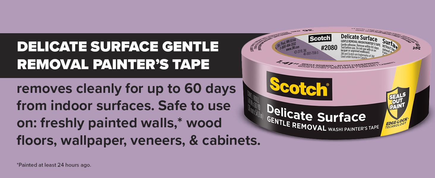 Scotch Painter's Tape Original Multi-Surface Painter's Tape, 1.41 Inches x 60 Yards, 8 Rolls, Blue, Tape Protects Surfaces and Removes Easily, Multi-Surface Painting Tape for Indoor and Outdoor Use