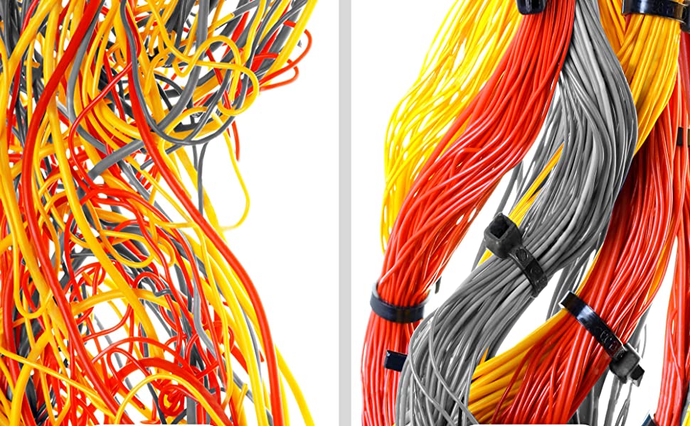 SCHOFIC UV Resistant Halogen Plastic Polyamide Nylon Cable Zip Ties Wire with Wraps and 49oz Tensile Strength, 4.8mm Width, 200mm (Black) -100 Pieces