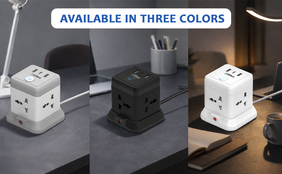 EMBOX Cube Extension Board 5 Meter Cable (QC 3.0)| 2500W Heavy Duty Extension Board with USB Type C Universal Sockets & Master Switch |Compact Extension Cord Safety Shutter & Overload Protector