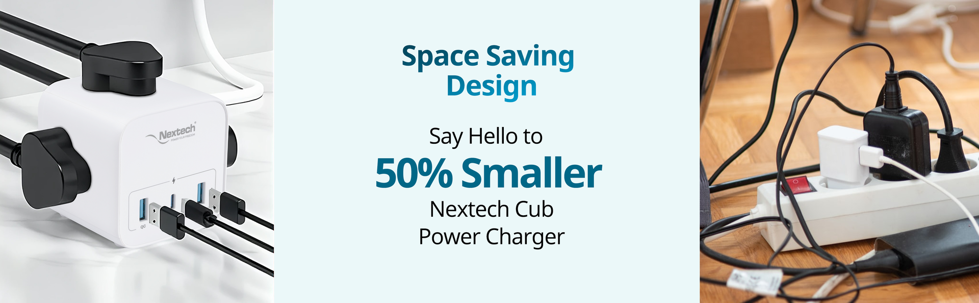 Nextech 20W Desktop Charging Station | 3 AC Sockets | 20W Type-C PD, Dual USB Ports, 2500W Extension Board with USB | 2M Copper Cable| Multi Plug Power Hub for Laptop, iPhone, Tablet & Mobile (White)