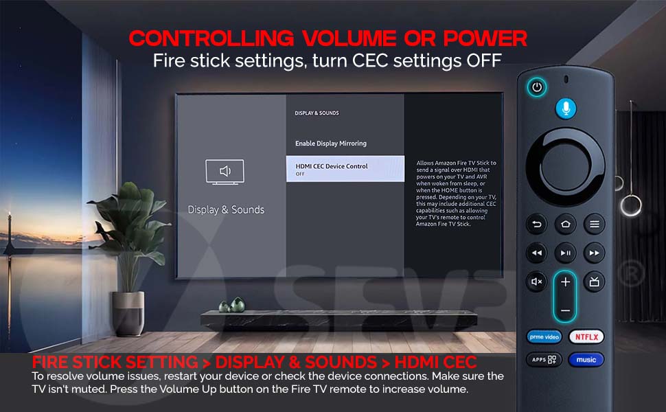 7SEVEN® Compatible with Fire TV Stick Remote Suitable for All Models L5B83G S3L46N 3rd Generation Fire TV 4K Device Bluetooth Voice Command Follow Pairing & Troubleshoot Steps to Enable Alexa