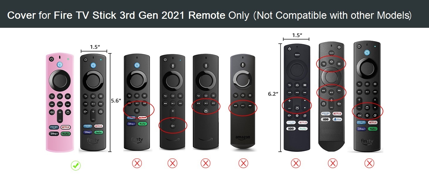 Silicone Cover Case Compatible with Fire TV Stick 3rd Gen 2021 Remote Full Wrap Remote Cover with Lanyard (D-Black) [Remote NOT Included]