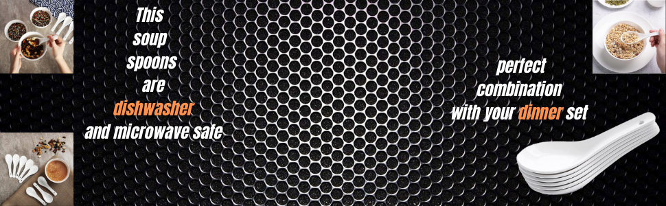Ceramic Soup and Dessert Spoon, Microwave Safe - Pack of 6 (White) - 13 Cm