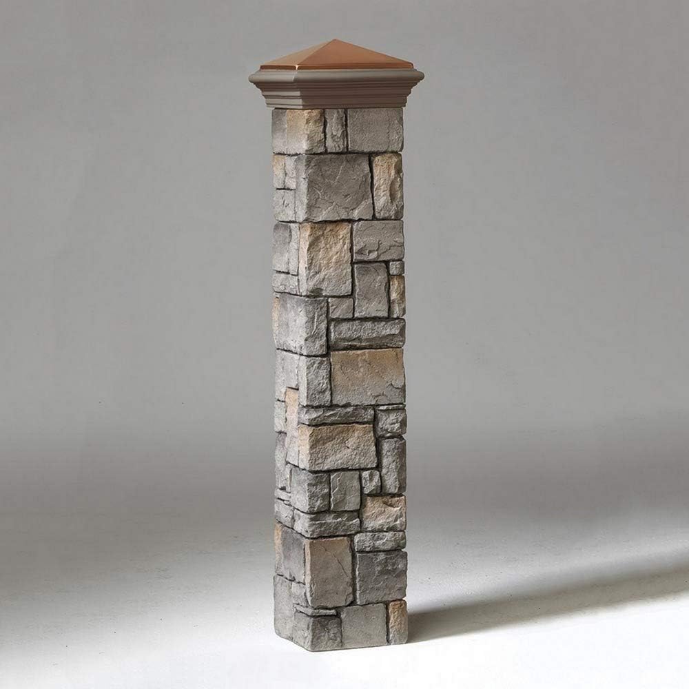 Deckorators 53" Gray Cobblestone Stacked Stone Post Cover