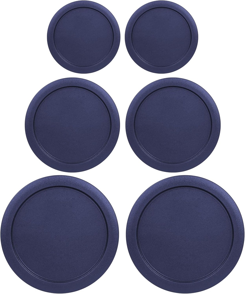 Replacement Lids for Pyrex Containers Round Glass Food Plastic (2) 2-Cup (2) 4-Cup (2) 7-Cup (Navy)