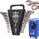 Premium 12-Piece SAE Ratchet Wrenches Set with Magnetic Organizer 1/4"-7/8", 72-Tooth Ratcheting Wrench Set, Cr-V Steel Ratchet Combination Wrench Set for Automotive, Machine Repair