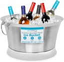BIRDROCK HOME Double Wall Beverage Tub - Stainless Steel Ice Bucket, Metal Drink Cooler with Handles, for Parties & Events, Decorative Beverage Chiller - Large