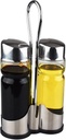 Oil and Vinegar Dispenser Set with Stainless Steel Holder,Clear Glass Olive Oil Dispenser Bottle