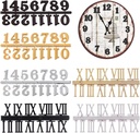 Clock Numerals Kit DIY Digital Clock Numbers Arabic Number and Roman Number for Clock Hands Replacement Parts Clock Accessories in Black Silver Gold (6 Pieces)
