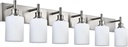 Brushed Nickel Bathroom Lighting Fixtures Over Mirror 6 Light Bathroom Vanity Light with Opal White Glass Shade, Modern Wall Sconces Lighting Vanity Fixtures for Bedroom Living Room