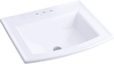 Kohler 2356-8-0 Archer® 22-3/4" rectangular drop-in bathroom sink, White