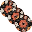Happy Halloween Skull Flowers 3 Pcs Trivet Mats for Crock Pot 15in Heat Resistant Table Mats Kitchen Decor Halloween Decorations