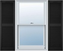 Mid America 00011448002 Standard Size Cathedral Top Center Mullion, Open Louver Vinyl Shutter, w/Installation Shutter-Lok's & Matching Screws (Per Pair), 002, 14 1/2"W x 48"H, Black