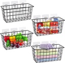 4 PCS Hanging Kitchen Baskets For Storage Adhesive Sturdy Small Wire Storage Baskets with Kitchen Food Pantry Bathroom Shelf Storage No Drilling Wall Mounted