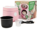 GreenLife Digital Rice Cooker, 2-Cups Uncooked/4-Cups Cooked, Removable Nonstick Ceramic PFAS-Free Pot, One-Touch Presets, Oats, Quinoa, Brown Rice, Auto Keep Warm, Fuzzy Logic Tech, 1.5QT, Pink