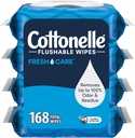 Cottonelle Fresh Care Flushable Wet Wipes, Adult Wet Wipes, 4 Flip-Top Packs, 42 Wipes Per Pack (168 Total Wipes), Packaging May Vary