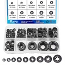 Ruipaba 265 PCS Internal Tooth Star Lock Washers 9 Size Push On Locking Washers Speed Clips Fasteners Assortment Kit