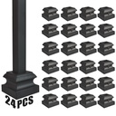 24 Pcs Iron Baluster Shoes, Stair Flat Shoes with Screw for 1/2 Inch Square Scroll Basket Twist Knuckle Staircase Balusters Metal Spindle Railing (Matte Black)
