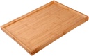 Garneck Japanese Style Bamboo Tea Tray for Sake Cups Long Rectangular Serving Tray Natural Wood Tea Pot Holder Easy to Clean and Entertaining