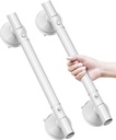 Grab Bars for Bathtubs and Showers, 2 Pack 17.7 inch Shower Handles for Elderly, 3mm Thickened TPE Material Strong Suction Cup, Shower Handicap Grab Bars for Seniors Bathroom Bath Tub Toilet - White
