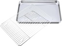 Multifunctional Stainless Steel Baking Pan Stainless Steel Toaster Oven Baking Pan Stainless Steel Cookie Baking Pan Easy To Clean Lasting Also Can Be Used As Serving Tray And Daily Baking ETC Purpose