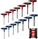 XOOL 14PCS T Handle Allen Wrench Set, Metric & SAE Hex Key Set, Long Arm Hex Key Wrench Set with Portable Organizer