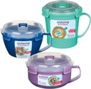 Sistema Microwave Containers | Soup Mug, Porridge Bowl & Noodle Bowl | Food Containers With Steam Release Vents | BPA-Free | Red | 3 Count