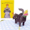 Dirty Pop Cards,Purr-fect Pop Up Birthday Card, 3D Cat Farting Confetti Funny Birthday Card, Cat Mom or Dad Bday Popup Cards for Husband, Wife, Friend, and Every Cat Lover, 1 Notepaper, 1 Envelope