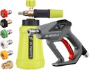 M MINGLE High Pressure Washer Gun Snow Foam Lance, 4000 PSI Cannon Foam Blaster Power Washer with 1/4" Quick Connector, Car Wash Foam Cannon Kit with 5 Pressure Washer Nozzle Tips, 1 Liter