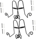 4pcs Ceramic Plate Stand Dish Holder Display Rack Iron Display Rack Home Decor Shelf