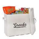 AuldHome Design Rustic Snack Bin, White Enamelware Snack Container Perfect for Single Serving Snacks