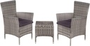 3 Piece Bistro Set with Cushions and Durable Rattan, Modern Outdoor Furniture, Gray