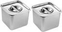 Veemoon 2pcs Commercial Stainless Steel Buffet Tray with Lid for Food Service Catering and Events Easy to Clean Buffet Plates for Restaurants Steam Tables and Canteens