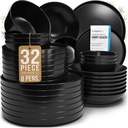 Stoneware dinnerware set 8 persons 32 pcs – Matte black style plates and bowls set – Dishwasher and microwave safe – Bowl and plate set – Dinner service Pure Living Interior Design