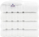 American Soft Linen Luxury 4 Piece Bath Towel Set, 600 GSM 100% Cotton Turkish Bath Towels for Bathroom, 27x54 in Extra Large Bathroom Shower Towels, White