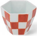 Takumikaze Arita Ware, 2.8 inches (7 cm), Checkered (Red), Hexagonal Gui Drinks, Made in Japan