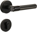 Brass knurled Door Handle Set for Bedroom Bathroom Double Door Lever QBCF(Privacy Lock)
