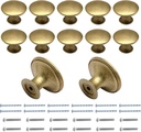 12 Pcs Brass Round Antique Brass Kitchen Cabinet Knobs Drawer Handle Pulls Cupboard Door Knobs Dresser Knobs with 24 Pack Screws for Bathroom Drawer Door Hardware