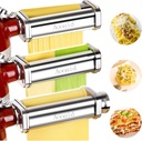 Pasta Roller & Spaghetti Cutter, Fettuccine Cutter Attachment for Kitchenaid Stand Mixer，3 Pcs Stainless Steel Pasta Maker Accessories By Aooaid