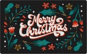 Black Christmas Door Mat, Merry Christmas Wreath Doormat Outdoor Indoor Outside Entrance Entryway, Holiday Winter Xmas Floral Welcome Mat for Front Door Porch, 17x30 Inches