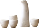 Sake Cup Set*5 Pieces Sake Set, Traditional Retro Japanese Thread White Ceramics Sake Cup Set, Elegant Design Best Gift for Family and Friends, with 1 Sake Pot and 4 Sake Cups Mugs, Onecolor