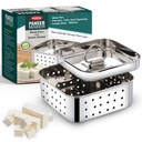 Paneer Maker Wood Big Dimension, Paneer Press with Lid, Tofu Press Maker, Whey Seperator (Square, 550 ml Kapasite)