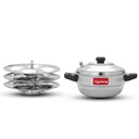 Lifelong Idli Cooker 3 Pla | 12 idlis | Paslanmaz Çelik Idli Cooker, Induction and Gas Stove Uyumlu Idli Maker (LLIDCKR03, Steel Silver)
