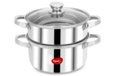 Pigeon By Stovekraft Steel X Steamer Paslanmaz Çelik İndüksiyon Base, Modak Maker/Momo Maker, Cam Lid ile Çift Karşılaştırma, 4.6L Kapasite, Gümüş, 4.6 litre