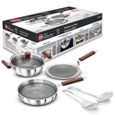 Hawkins 6Piece Triply with Shielded Nonstick Gift Set | Induction & Gas Uyumlu | Metal Spoon Friendly | Long-Lasting | with Lid | Silver (SNSGP1)|Induction and Gas Stove Uyumlu