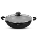 Lifelong Non-Stick Frying Kadai with Glass Lid | 2.5 Litre & 24 cm Induction and Gas Uyumlu Mutfaklar | Saçlı Kadai, Cooking Curry, Dal, Rice & Biryani (LLKA02, Black)